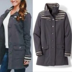 prana breathe rowen knit button jacket grey outdoor gorpcore size S